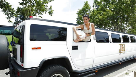 Hot girls Samia Duarte and her girlfriend have a passionate lesbian foreplay in the car