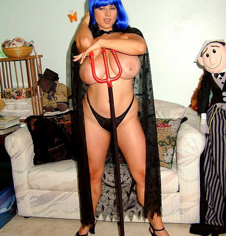 Enticing german milf Chloe Vevrier in cosplay costume exposes big tits and masturbates 