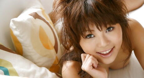 Charming japanese cutie Azumi Harusaki bares big titties and sexy ass 