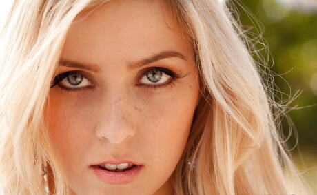 Sultry girls Abigaile Johnson and Shyla Jennings licking tight pussies during hot lesbian sex near the pool