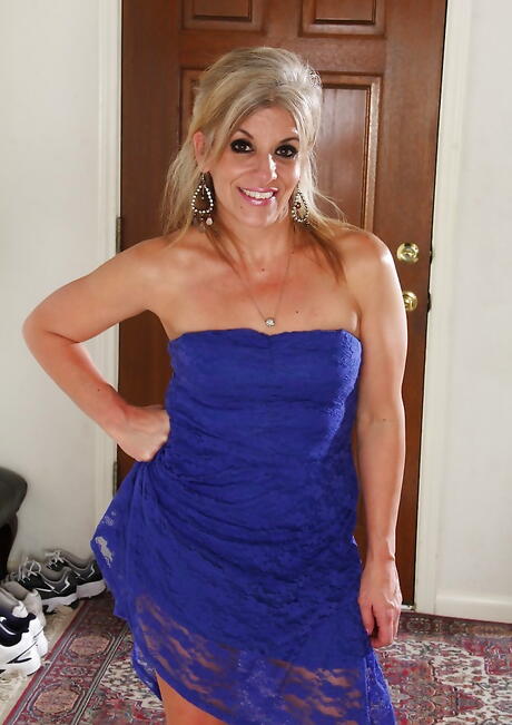 Hot american blonde aged Sierra Smith in fancy skirt exhibits small tits and pussy 