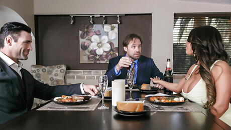 Deluxe asian dark hair wife August Taylor fucked after hot suck 