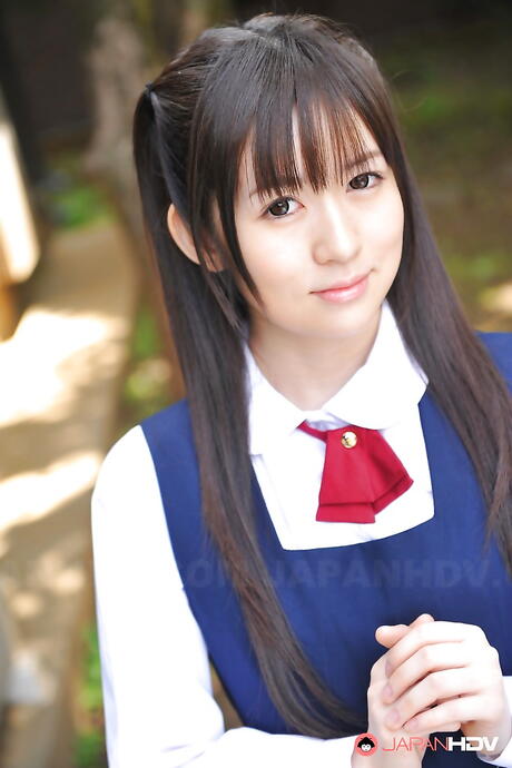 Stunning japanese brunette cutie Ai Uehara in sexy nice skirt outdoor