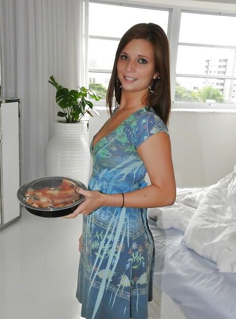 Lovely hottie Kylie Kane in sexy skirt shows big boobies and shaved pussy 