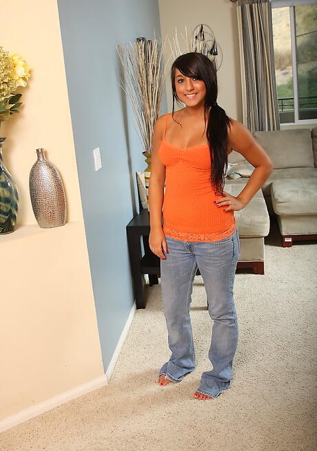 Very attractive american teen Piper Brady revealing big knockers and spreading her legs 