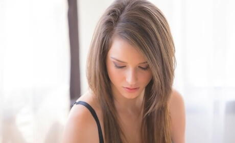 Foxy american dark hair young Malena Morgan in hot lingerie posing