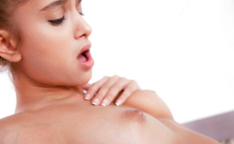 Peachy centerfolds Ryan Ryans and Uma Jolie licking pussies during hot lesbian sex in the kitchen