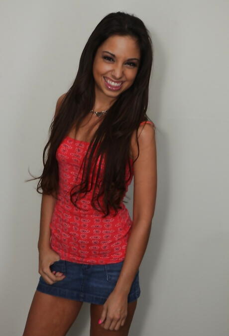 Excellent brunette porn star Trinity St. Clair revealing small tits and hot butt 