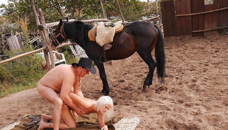 Stunning blonde youthful Avril banged hard after wet blowjob outside