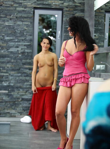 Curious girls Bettina Dicapri and her girlfriend in skirt licking pussies and having fun with toy 