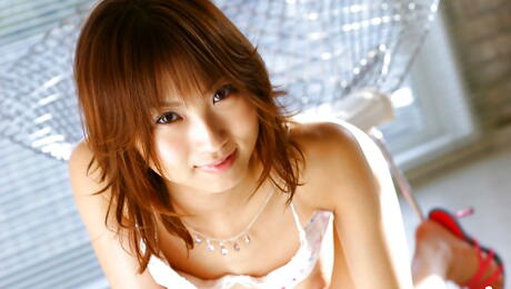 Slim japanese teen Haruka Morimura reveals her ass 