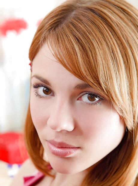 Luscious redheaded youthful Suzie shows her ass in sexy underwear and jerking off 