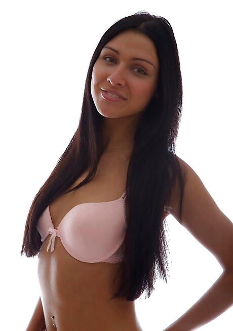 Foxy youthful Elizabeth exposing tiny tits and pussy 