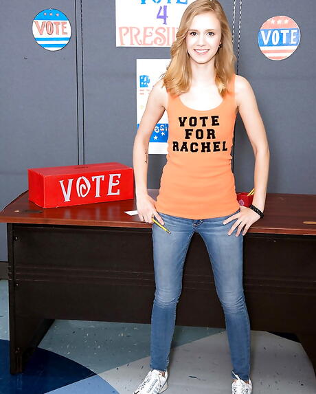 Luscious american teen Rachel James in xxx hardcore scene in office