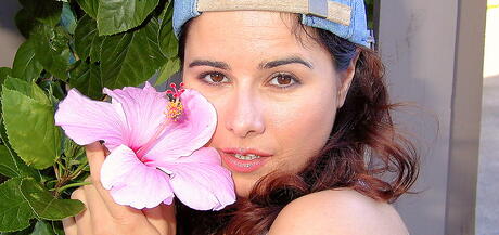 Amazing german milf Chloe Vevrier in shorts exposes her ass and hairy pussy in shower