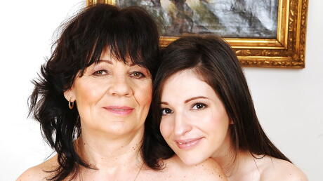 Delightful women Helena May and Ann Marie La Sante enjoy a lesbian foreplay 