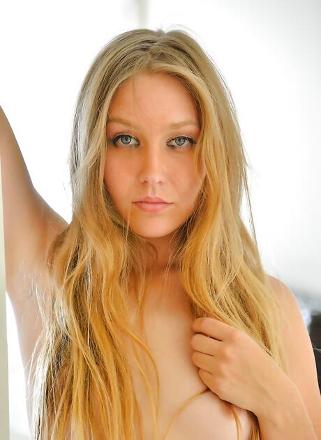 Gracile blonde teen Bre Blu in hot stockings unveils tiny tits and butt at pool