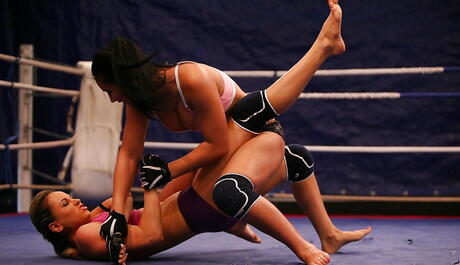 Excellent women Aleska Diamond and Lana S in catfigt and lesbian sex 