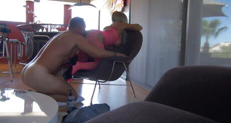 Superb american blond housewife Sandra Otterson in sexy pantyhose fucked in her pussy after hot cock suck 