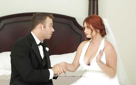 Adorable american redheaded bbw Lennox Luxe in nice skirt hard fucked after sucking huge dick 