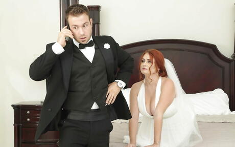 Adorable american redheaded bbw Lennox Luxe in nice skirt hard fucked after sucking huge dick 