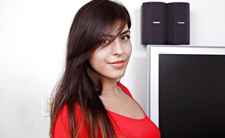 Svelte teen Audrey Charlize in hot undies unveils tiny tits and jerks off 