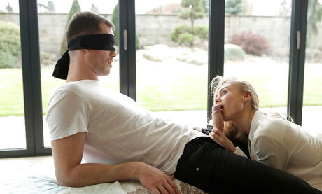 Superb ukrainian blonde Nancy A in sexy panties hard fucked after sucking huge rod 