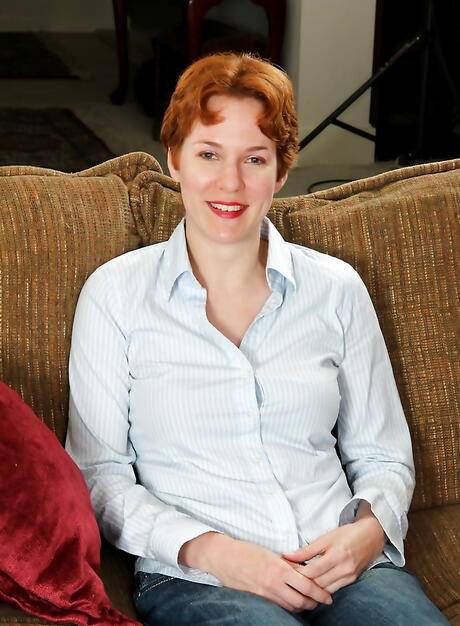 Hot redhead milf Gigi exposing big boobs and jerking off 