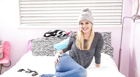 Svelte american milf Charlotte Stokely bares tiny tits and ass 