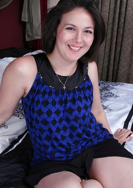 Charming mature Penny Prite denudes and shows tiny tits 