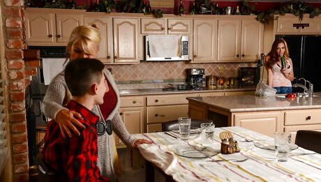 Excellent latina red-haired milf Ariella Ferrera sucking on big rod and enjoys a cumshot on her face 