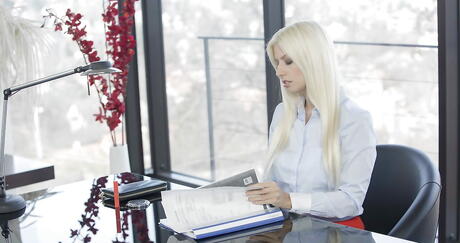 Hot french blonde Jessie Volt in sexy underwear drilled by cock in office