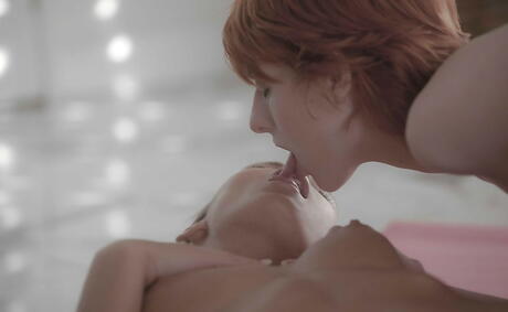 Stunning women Rose Ballentine and Niki Lee Young licking wet pussies during hot lesbian sex 