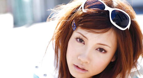 Rangy japanese youthful Reika Shina in sexy skirt exhibits small tits and hot butt outdoor