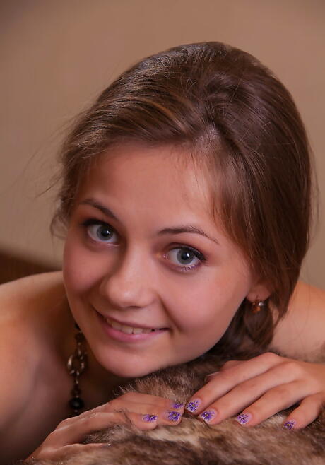 Rangy dark hair teen Ennu A exposing tiny tits and spreading her legs 