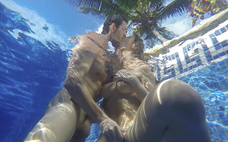 Hot italian Martina Gold fucked by huge cock in the ass near the pool