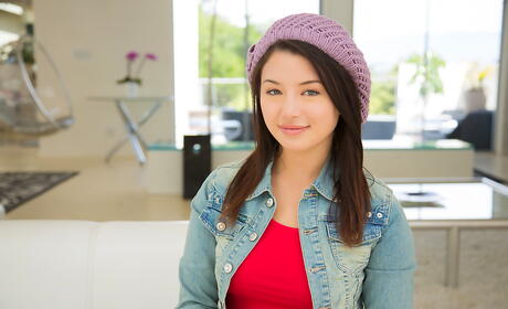 Slender oriental young Daisy Summers shows her ass in hot undies and spreading her legs 