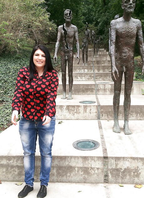 Very attractive ukrainian dark-haired milf Maya Milano in hot sexy jeans