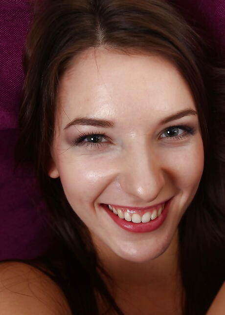 Sylphlike czech dark hair teen Laura Matrick in hot undies exposes tiny tits and shaved pussy 