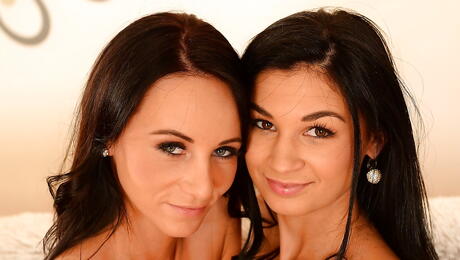 Sexy women Eveline Neill and Adela licking hot pussies during hot lesbian sex 