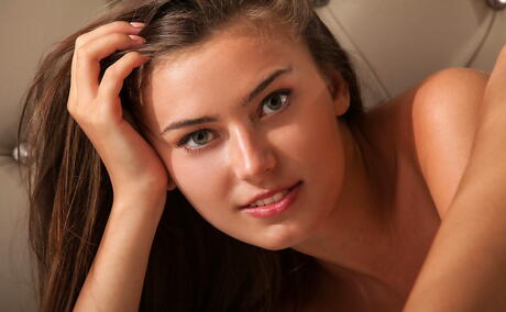 Svelte brunette youthful Muse bares big tits and spreads her legs 