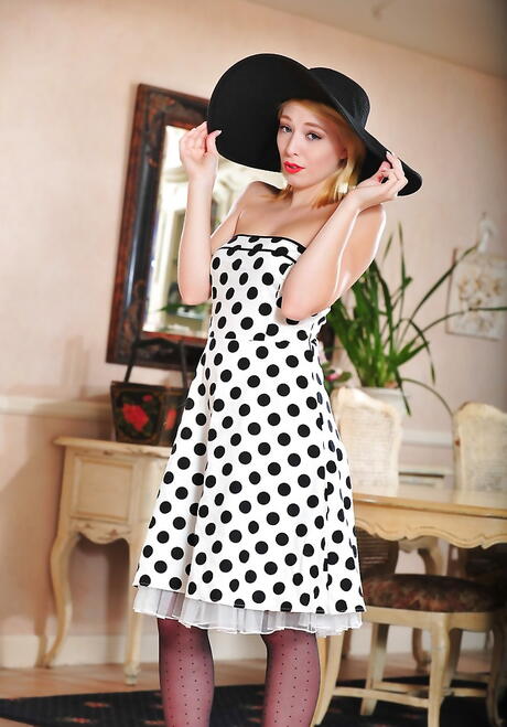 Gracile american blond teen Trillium in sexy skirt exposing her ass and hairy beaver 