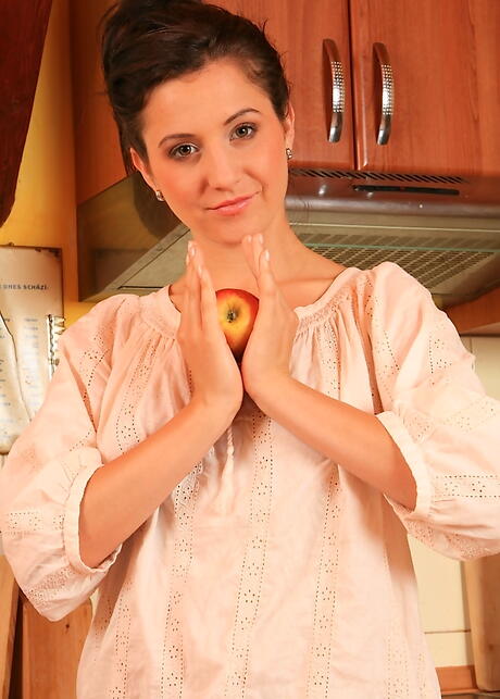 Luscious dark hair youthful Gabriela reveals her butt in sexy undies and masturbating 