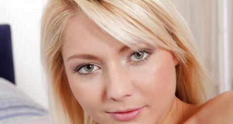 Svelte czech blonde teen Pinky June in hot panties showing tiny tits and masturbating 