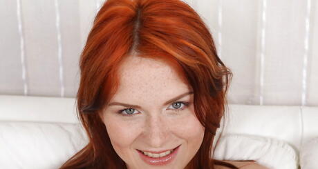 Excellent red-haired milf Amy Cord in fancy skirt playing with dildo 