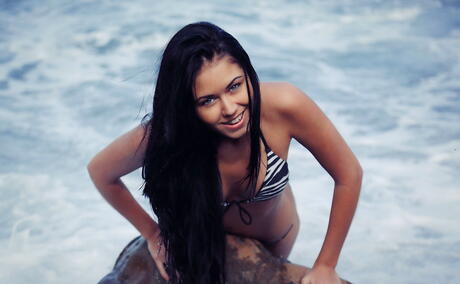 Svelte brunette teen Macy B in erotic gallery