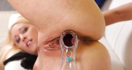 Attractive czech blonde cutie Uma Zex in hot undies loves sex toy 