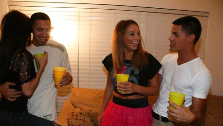 Slender hotties Calista Carmichael, Madelyn Monroe and Stacey Hopkins reveals sexy bodies in the club