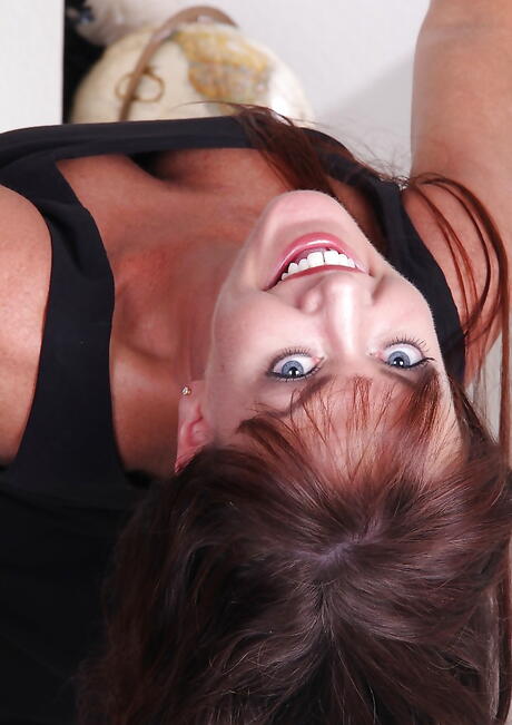 Very attractive british mature Cynthia Davis in sexy undies shows big tits and pussy 