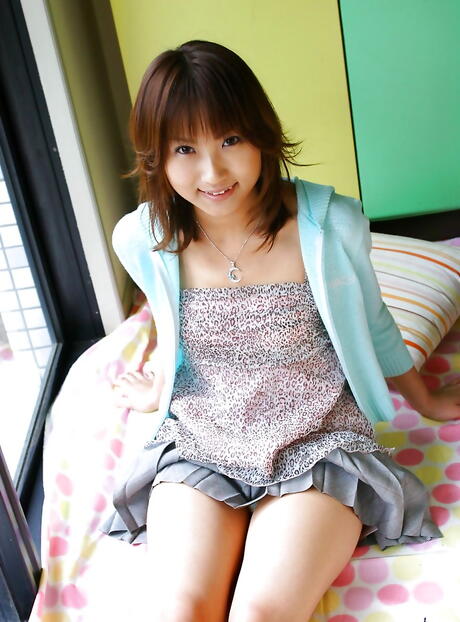 Slim japanese youthful Haruka Morimura exhibits her butt 